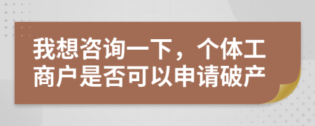 我想咨询一下，个体工商户是否可以申请破产