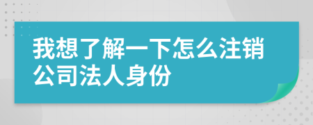 我想了解一下怎么注销公司法人身份
