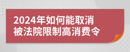 2024年如何能取消被法院限制高消费令