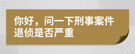 你好，问一下刑事案件退侦是否严重