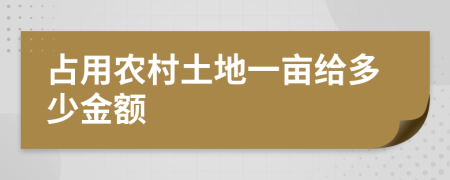 占用农村土地一亩给多少金额