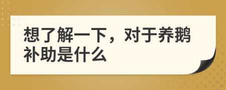 想了解一下，对于养鹅补助是什么