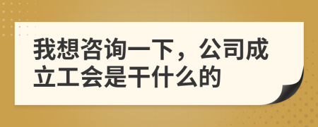 我想咨询一下，公司成立工会是干什么的