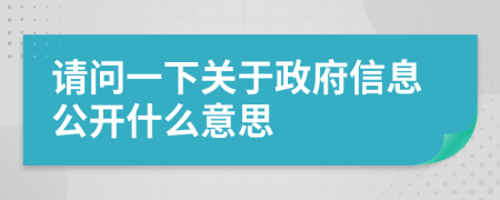 请问一下关于政府信息公开什么意思