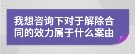 我想咨询下对于解除合同的效力属于什么案由