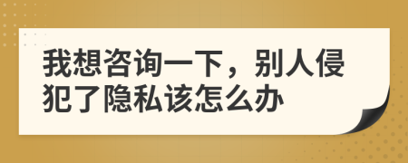 我想咨询一下，别人侵犯了隐私该怎么办