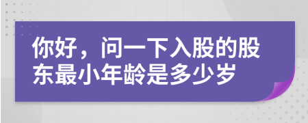 你好，问一下入股的股东最小年龄是多少岁