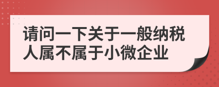请问一下关于一般纳税人属不属于小微企业