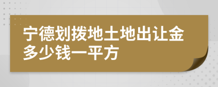 宁德划拨地土地出让金多少钱一平方