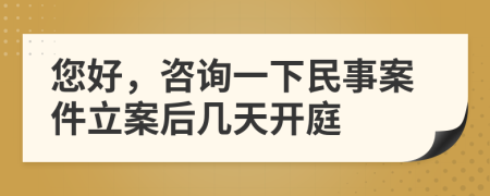 您好，咨询一下民事案件立案后几天开庭
