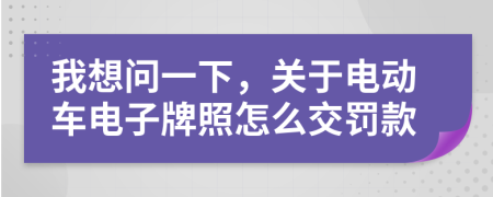 我想问一下，关于电动车电子牌照怎么交罚款