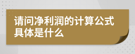 请问净利润的计算公式具体是什么