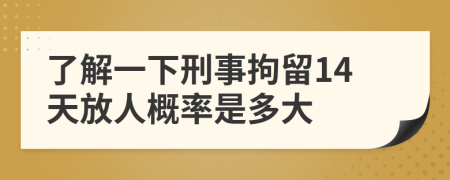 了解一下刑事拘留14天放人概率是多大