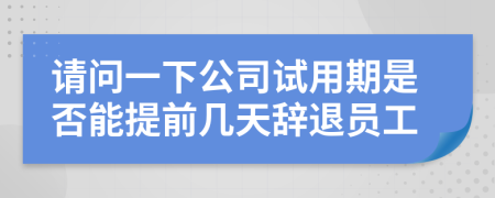 请问一下公司试用期是否能提前几天辞退员工