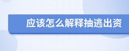 应该怎么解释抽逃出资