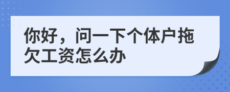 你好，问一下个体户拖欠工资怎么办