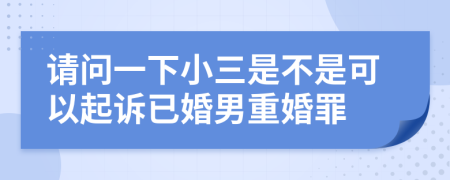 请问一下小三是不是可以起诉已婚男重婚罪