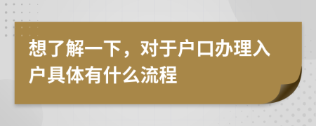 想了解一下，对于户口办理入户具体有什么流程
