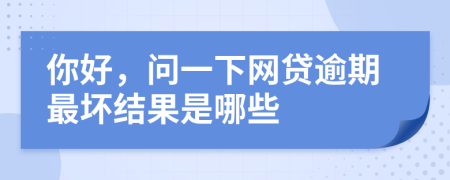 你好，问一下网贷逾期最坏结果是哪些
