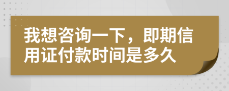 我想咨询一下，即期信用证付款时间是多久