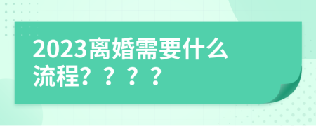 2023离婚需要什么流程？？？？