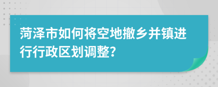 菏泽市如何将空地撤乡并镇进行行政区划调整？