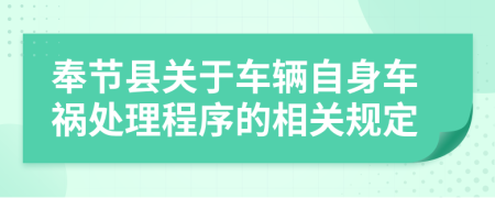 奉节县关于车辆自身车祸处理程序的相关规定