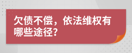 欠债不偿，依法维权有哪些途径？