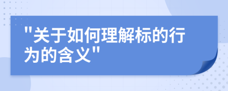 关于如何理解标的行为的含义
