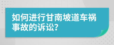 如何进行甘南坡道车祸事故的诉讼？