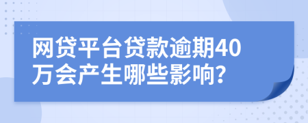 网贷平台贷款逾期40万会产生哪些影响？