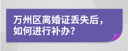 万州区离婚证丢失后，如何进行补办？