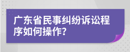 广东省民事纠纷诉讼程序如何操作？