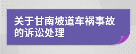 关于甘南坡道车祸事故的诉讼处理