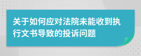 关于如何应对法院未能收到执行文书导致的投诉问题