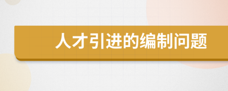 人才引进的编制问题