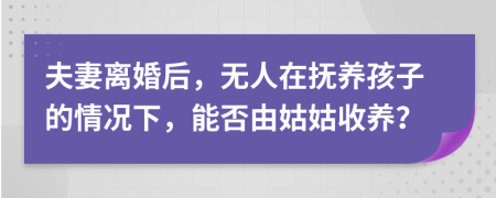 夫妻离婚后，无人在抚养孩子的情况下，能否由姑姑收养？