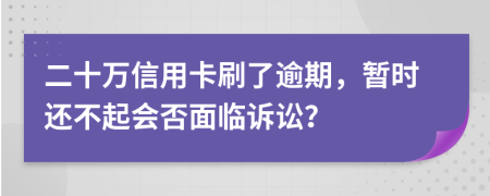 二十万信用卡刷了逾期，暂时还不起会否面临诉讼？