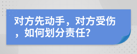 对方先动手，对方受伤，如何划分责任？