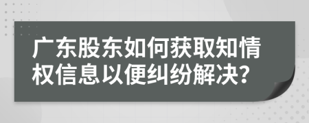广东股东如何获取知情权信息以便纠纷解决？