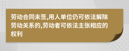 劳动合同未签,用人单位仍可依法解除劳动关系的,劳动者可依法主张相应的权利