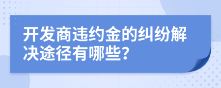 开发商违约金的纠纷解决途径有哪些？