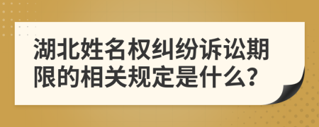 湖北姓名权纠纷诉讼期限的相关规定是什么？