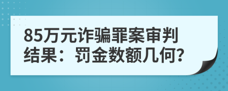 85万元诈骗罪案审判结果：罚金数额几何？