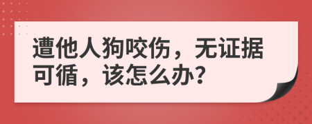遭他人狗咬伤，无证据可循，该怎么办？