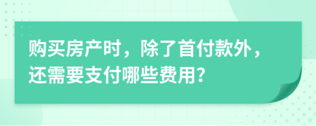 购买房产时，除了首付款外，还需要支付哪些费用？