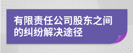 有限责任公司股东之间的纠纷解决途径