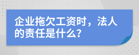 企业拖欠工资时，法人的责任是什么？