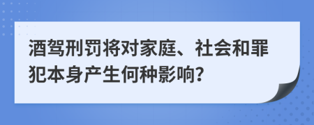 酒驾刑罚将对家庭、社会和罪犯本身产生何种影响？