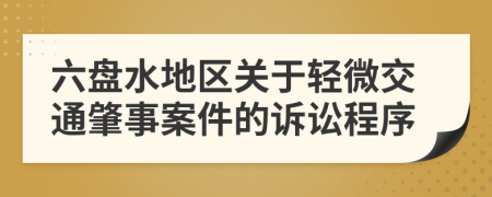 六盘水地区关于轻微交通肇事案件的诉讼程序